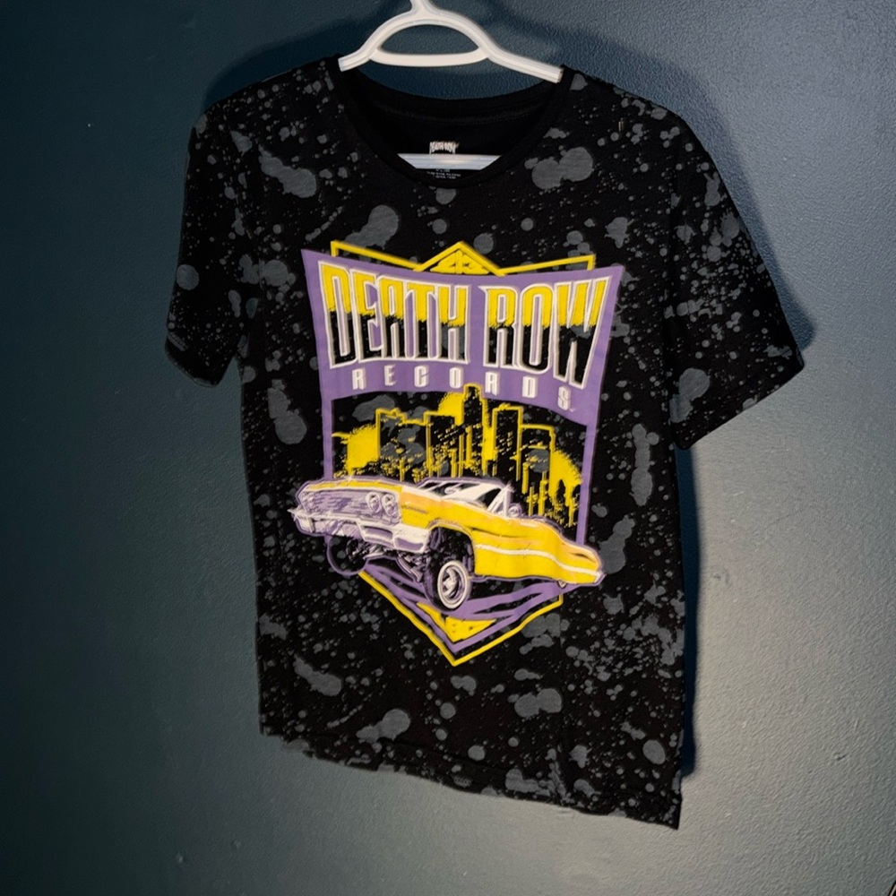 Death Row Records Men’s Tie Dye Acid wash Black T-Shirt Low Rider Size Medium